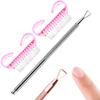 Stainless Steel Double-Headed Nail Gel Polish Remover Tool, 2Pcs Nail Cleaning Brushes, Exfoliating Manicure Kit for Home & Salon