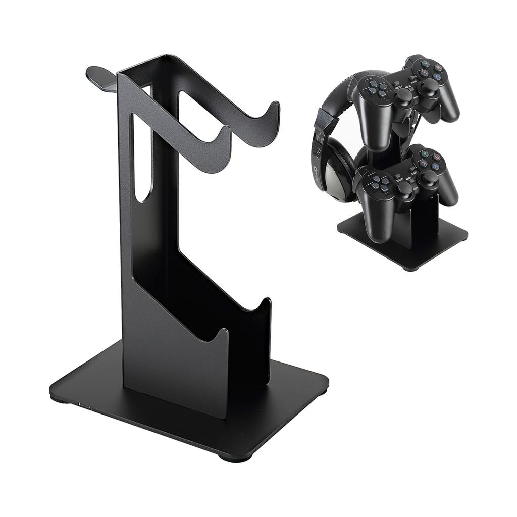 ANDCHI Controller Stand, 2-Tier Headphone Stand, Storage Rack, Game Controller Stand, Desktop Stand, Non-Slip, Compatible with PS5, PS4, and Switch