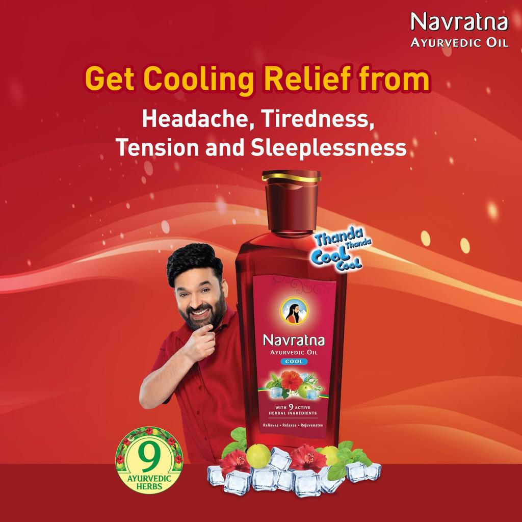 Navratna Ayurvedic Cool Oil Herbal Massage For Stress Relief And Soothing Scalp Comfort Relaxing Hair Blend 500 Ml