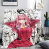1PC DARLING In the FRANXX Zero Two Print Flannel Blanket, High Quality All Seasons, Home Decor, Warmth and Comfort, Perfect for Christmas Gifts