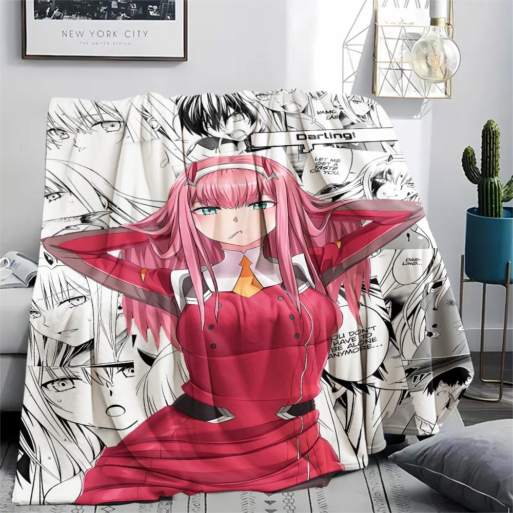 1PC DARLING In the FRANXX Zero Two Print Flannel Blanket, High Quality All Seasons, Home Decor, Warmth and Comfort, Perfect for Christmas Gifts