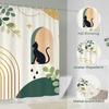 Black Cat Shower Curtain Abstract Green Leaf Waterproof Shower Curtain 180 X 180Cm With 12 Hooks Home Decor