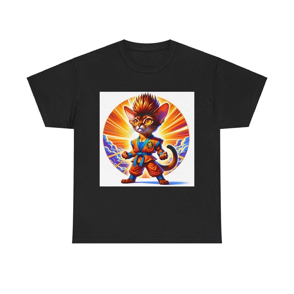 Unisex Adult T Shirt Abyssinian Cat Anime Style Illustration L