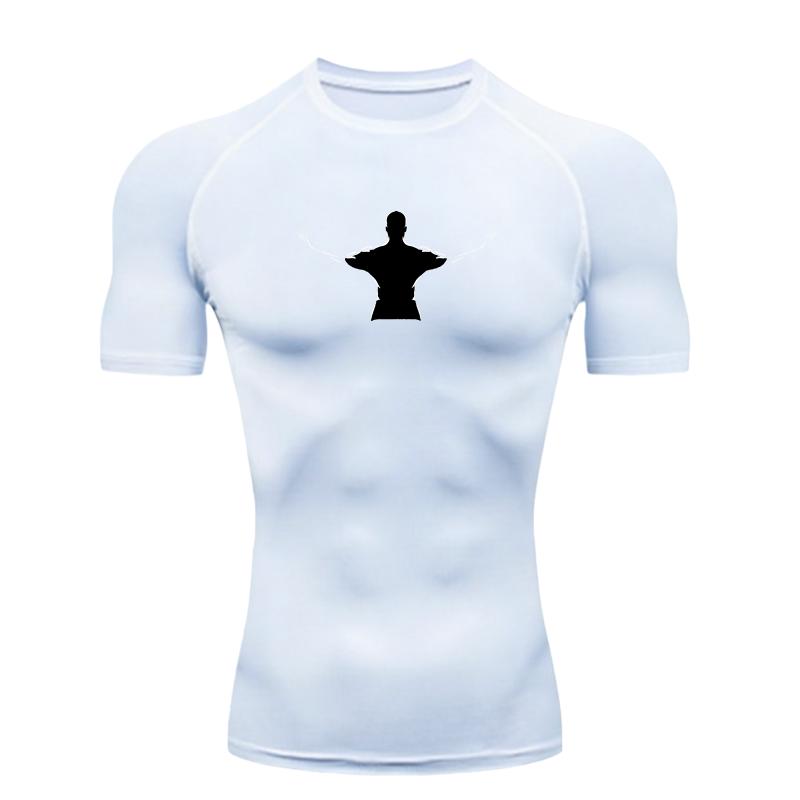 

Men s Sports T- Shirt Training Fitness Workout Compression Short Sleeve Rashguard Athletic Summer Breathable Tees Comfortable Breathable Slim Fit XXXL