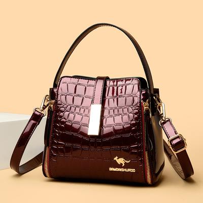 New Summer Crocodile Pattern Middle Aged Women's Bag Korean Version One-shoulder Crossbody Bag Trendy and Atmospheric Handbag Mother Bag