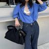 Internet celebrities with the same cowhide tote bag Row dark wind splicing canvas bag commuter versatile large capacity handbag