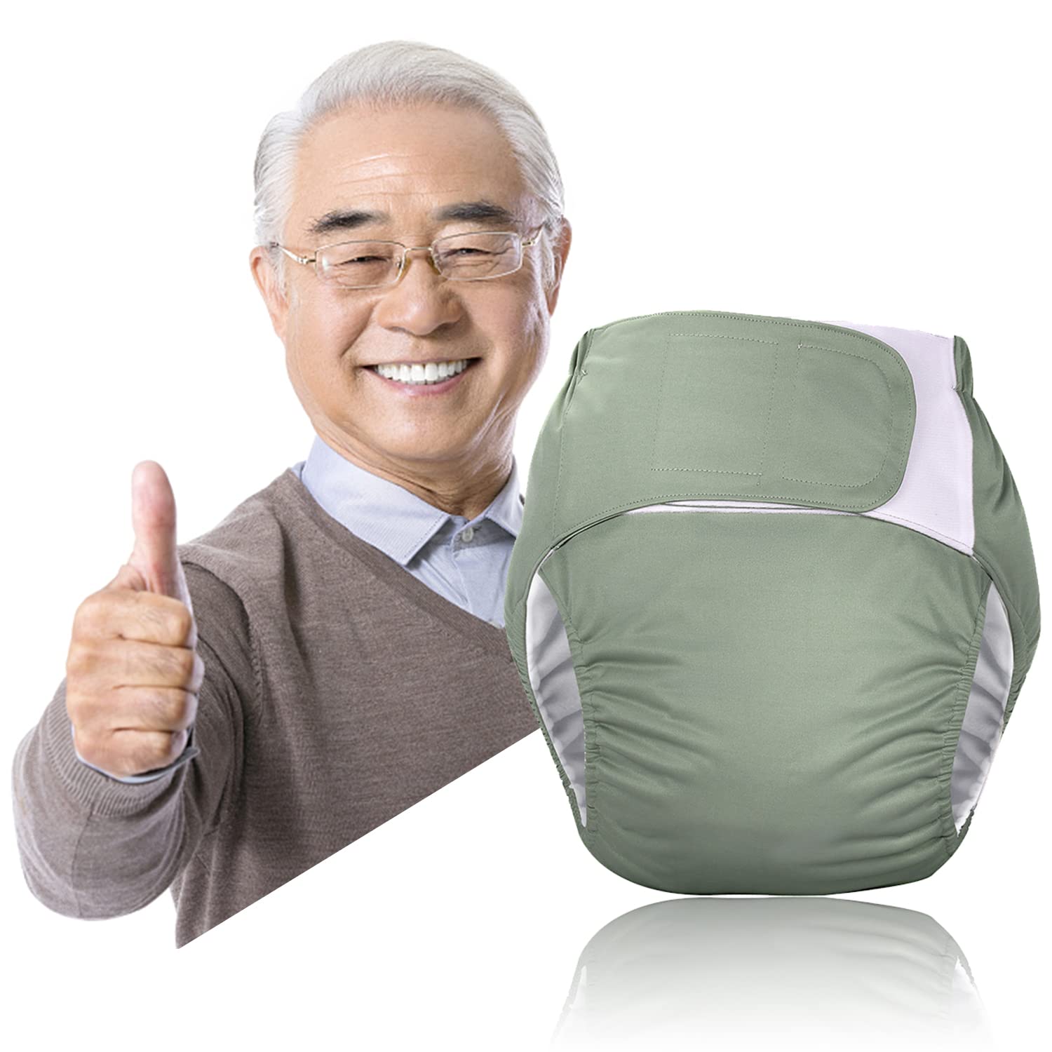 

CMD Подгузник для взрослых, регулируемый чехол для подгузника для пожилых людей, непромокаемый, размер, быстросохнущий, дышащий, моющийся, многоразовый, зелёный