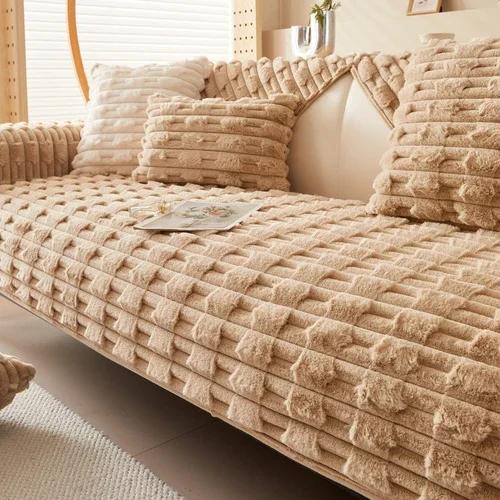 

Зимний толстый чехол для дивана из кроличьего меха, прочное полотенце для дивана, нескользящие теплые чехлы, плюшевые мягкие подушки, наволочка 70x70