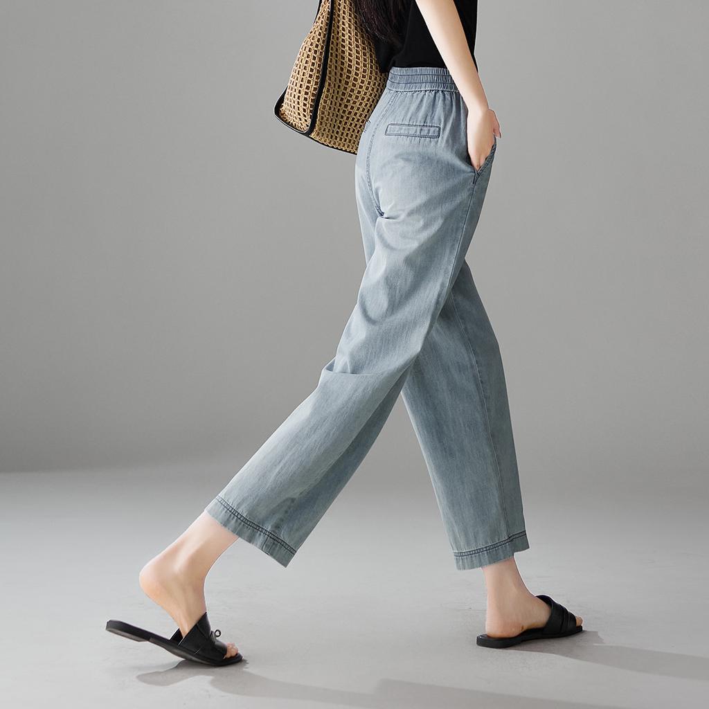 Summer Thin Elastic Waisted Jeans for Women