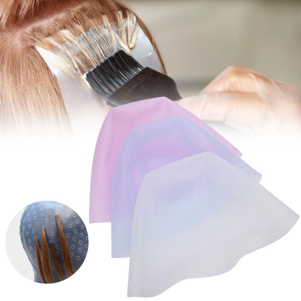 3pcs Professional Silicone Hair Dye Hat Reusable Salon Hair Color Highlighting Hat
