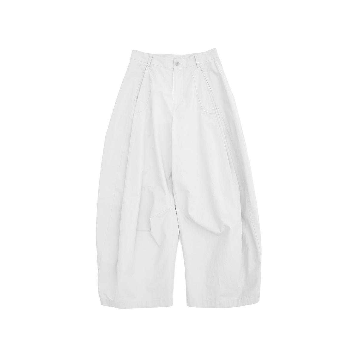 Dai He Spring Cotton High-Waisted Tapered Pants - Textured, Easy Fit, Solid Color, Long Length (H60361) M белый