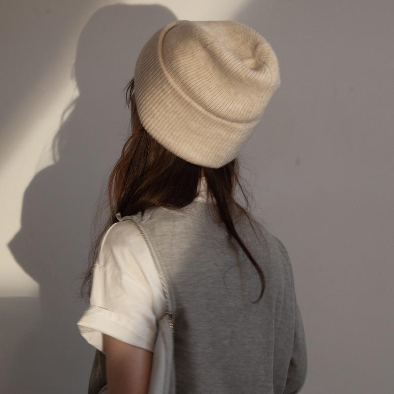 Autumn and Winter Wool Hat Trendy Korean Version of Non-faced Cold Hat Pullover Hat Solid Color Korean Versatile Knitted Hat Confinement Hat