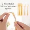 Soft Silicone Infant Feeding Spoon Easy Clean Soft Spoon 2pcs Set Ergonomic Spoon  Newborn Feeding