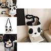 Panda Single Shoulder Bag Black White Lightweight Casual Purse For Daily Use