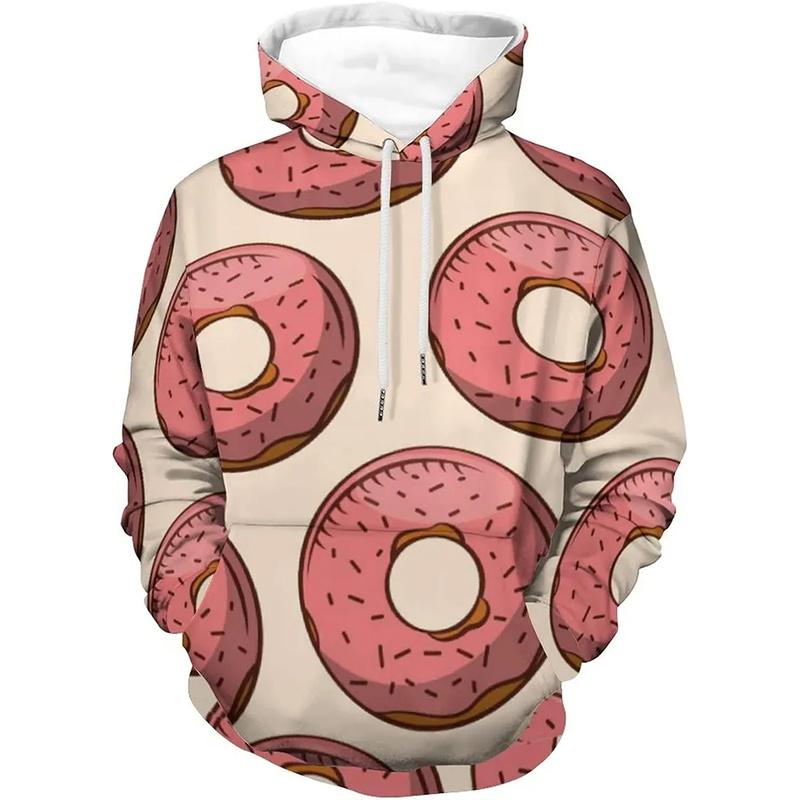 2024 Fashion New Autumn Donut 3D Printed Hooded Sweatshirt men's Casual Loose Fitting Pullover Sportswear Sweatshirt For Men