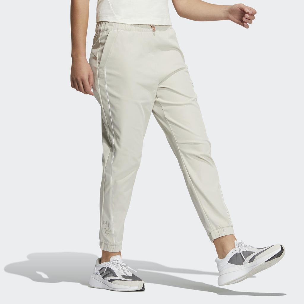 Adidas Plain Color Logo Letter Print Sport Pants Women Bottoms Beige HZ3008