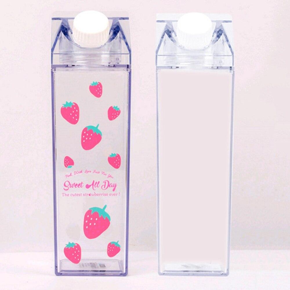 500Ml/1000Ml Milk Carton Water Bottle Transparent Cup Plastic Portable Clear Box For Juice Tea Milk Bottles