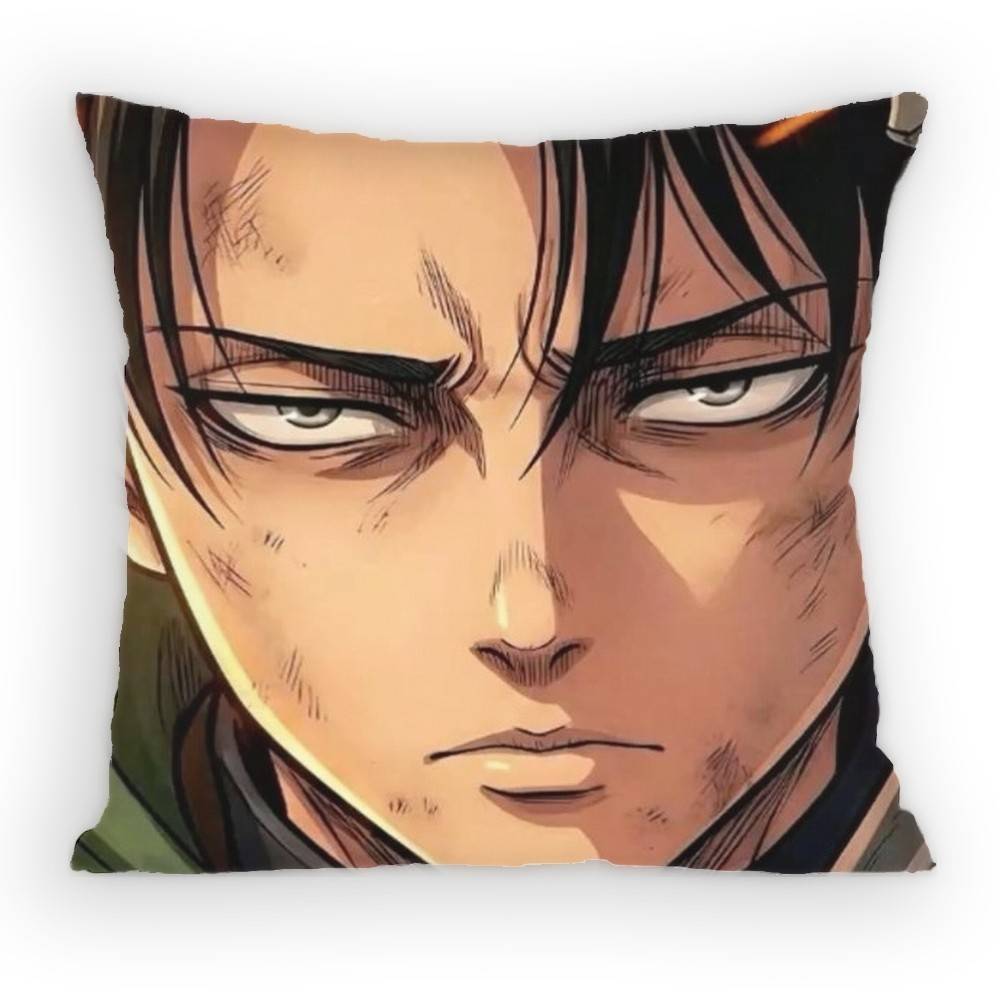 Attack On Titan Levi Ackerman Pillow Case Antidustmite Pillowcase Invisible Zipper Silky Short Plush Sofa Cushion Cover