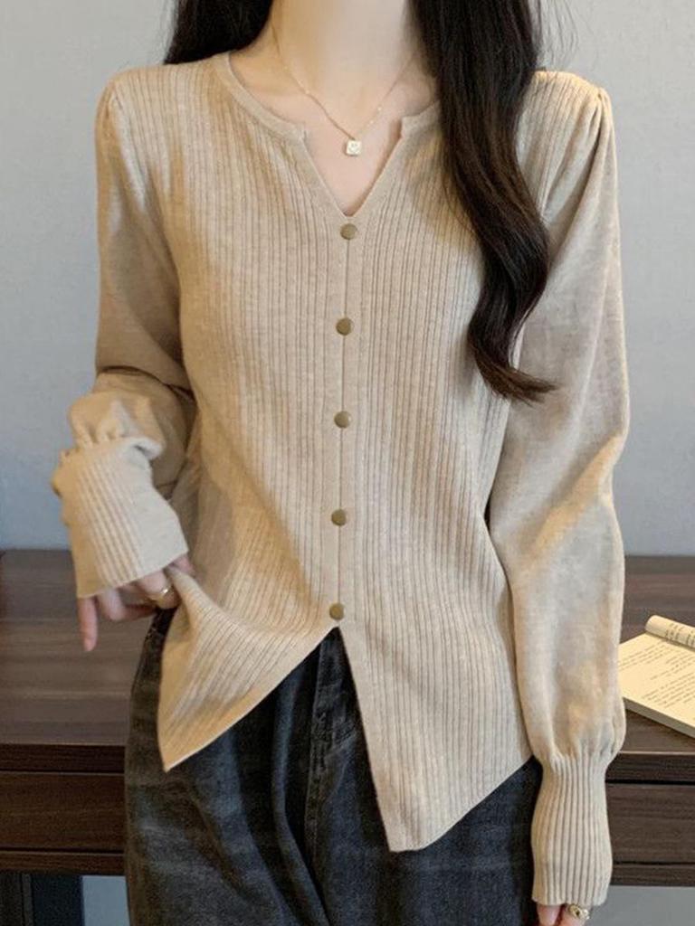 Women's Cross V-Neck Knitted Pullover: New Autumn/Winter, Loose & Slimming, Single-Breasted, Two-Piece Look.
