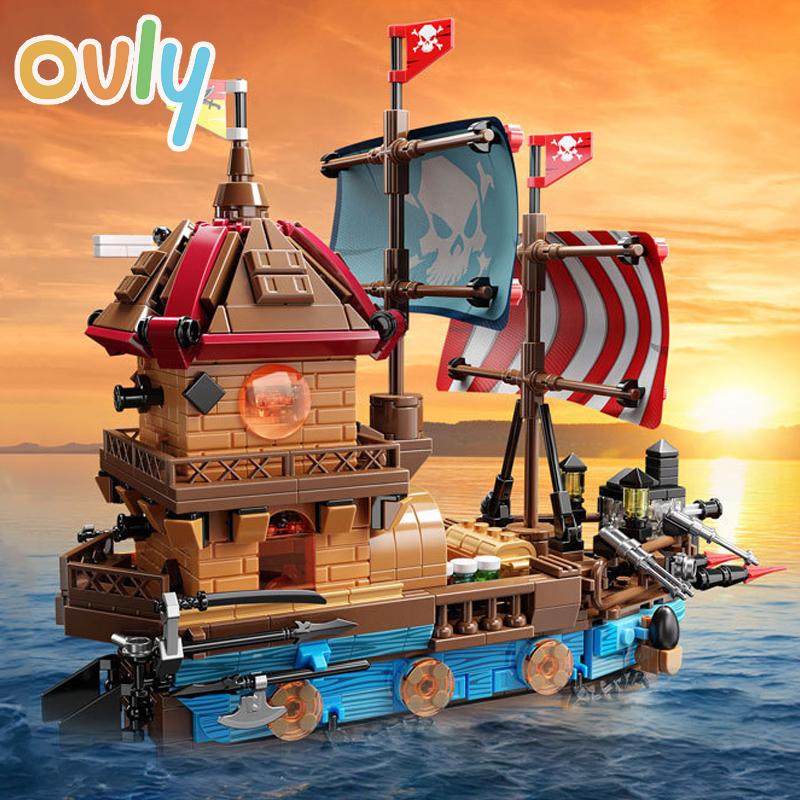 Ovly Pirate Ship Vintage Sailboats Building MOC Toy Educational Decorative Ornaments Caribbean Block Kit Children's Birthdays Gift