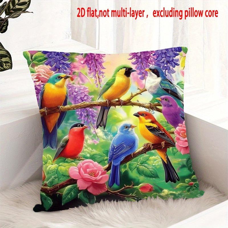 

Vintage Spring Birds and Lilac Pillowcase - Soft Short Velvet/Imitation Velvet Fabric 40x40cm/16x16inch