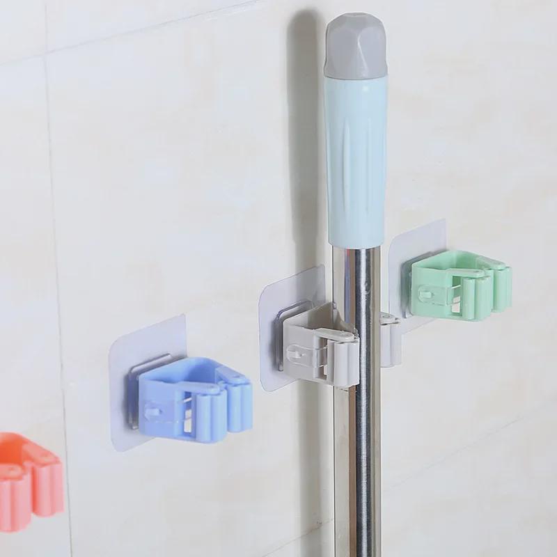 Punch-Free Strong Load-Bearing Wall Mount Mop & Broom Holder Clip
