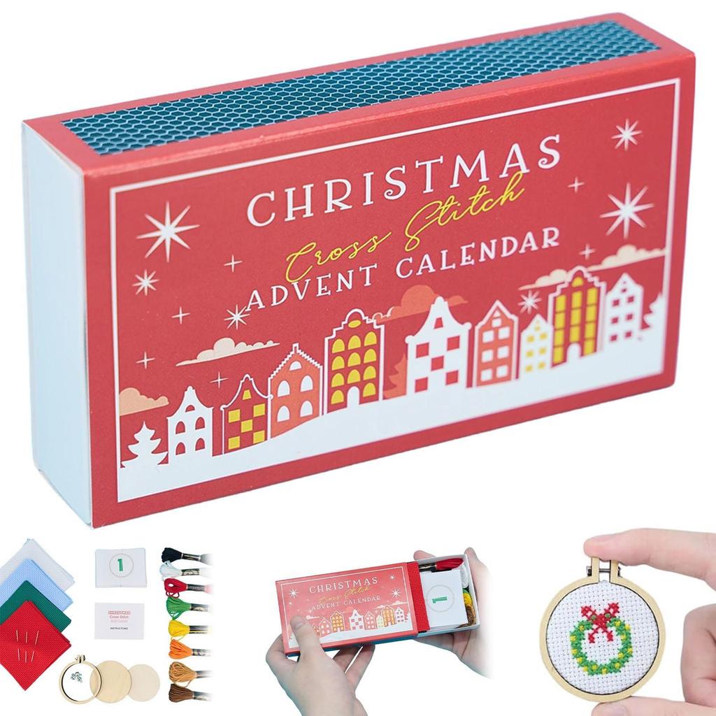 Hristmas Cross Advent Calendar, Christmas Countdown Embroidery Kit, Christmas Advent Calendar Cross Patterns For Beginners And Craft Lovers