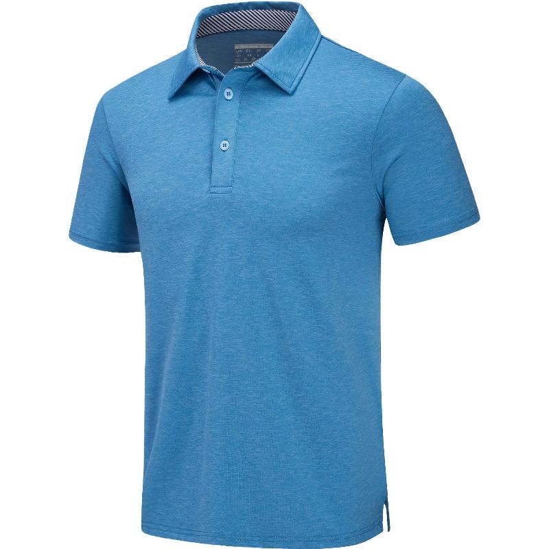 Summer Polo T-shirts Mens Casual Short Sleeve Shirts 3 Buttons Down Quick Dry Breathable Golf Fishing Pullover Workwear