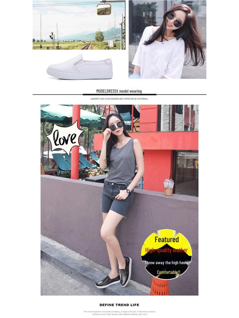 Women's Genuine Leather Casual White Loafers - Soft, Breathable, Versatile Flats