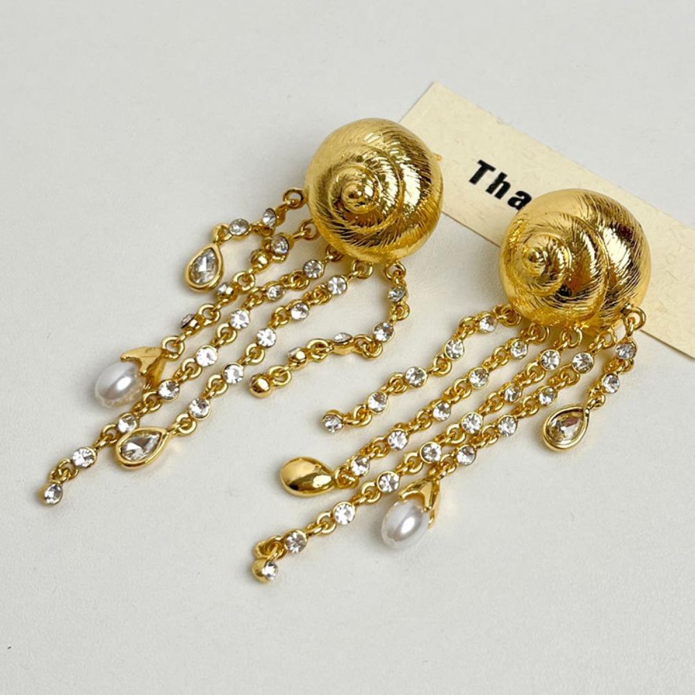 

Flash Dangle Earrings Zircon Pearl Stud Earrings Fashion Show Statement золотой