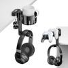 KDD 2 In 1 Replaceable Cup Holder Under Desk Clamp Headphone Stand Rotatable Headphone Hanger Headset Storage Holder