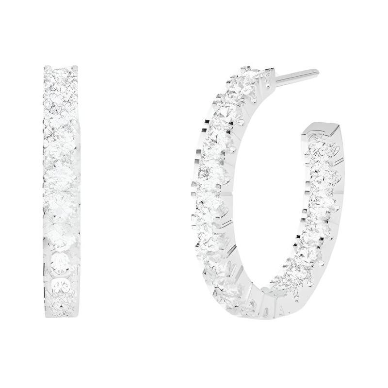 APM Monaco Pave hoop design synthetic cubic zirconia earrings women s silver WE16436OX