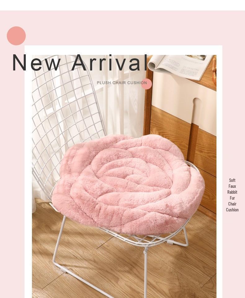 Rose Petal Plush Office Chair Cushion - Comfort for Long Sitting Sessions