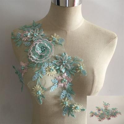 Accessori Abbigliamento Fiore Tridimensionale Pizzo Perla Sintetica Pizzo Paillettes Decorazione Ricamo Accessori Abiti Fai da Te