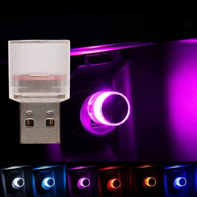 Mini USB Car Ambient Light Colorful Flash LED Atmosphere Lamp Portable Plug Play Auto Interior Decorative Lighting Blue