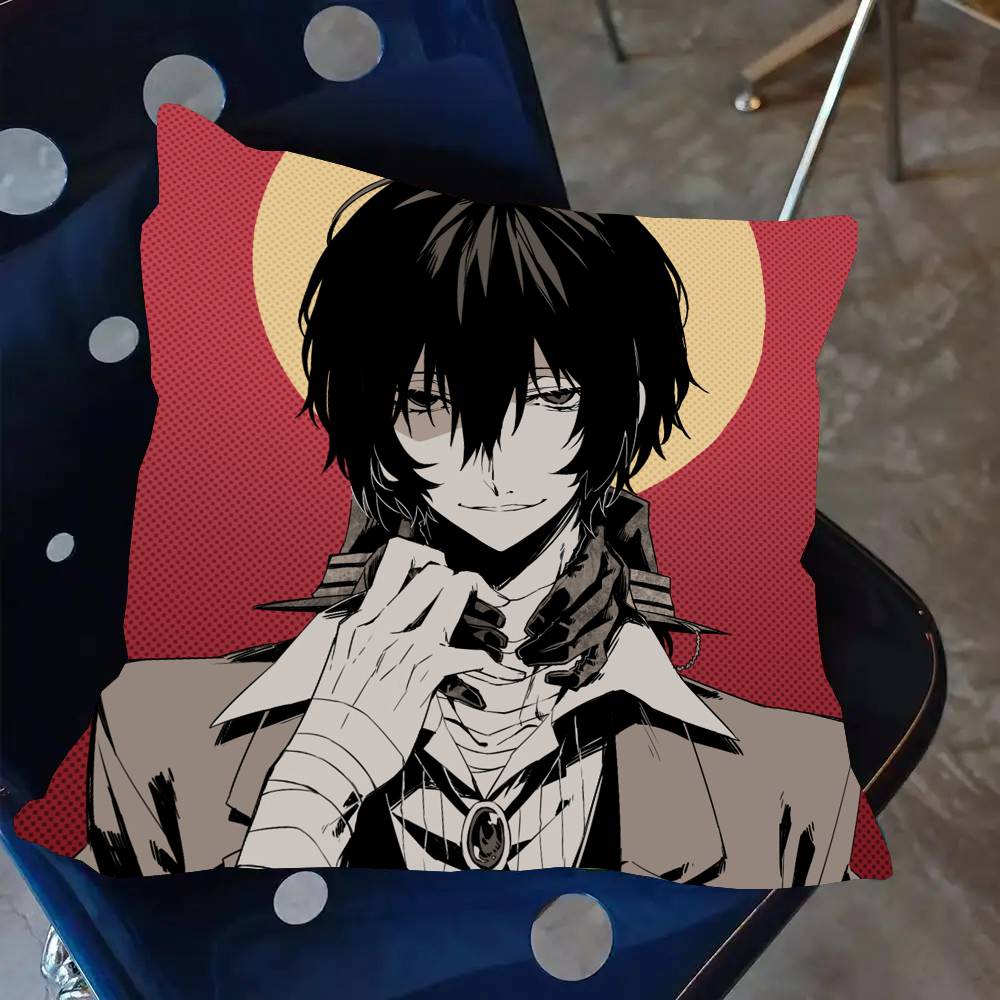 B-Bungo Stray Dogs Anime Pillow Case Fashion Square Pillowcase Bedroom Sofa Room Ins Decoration Leisure