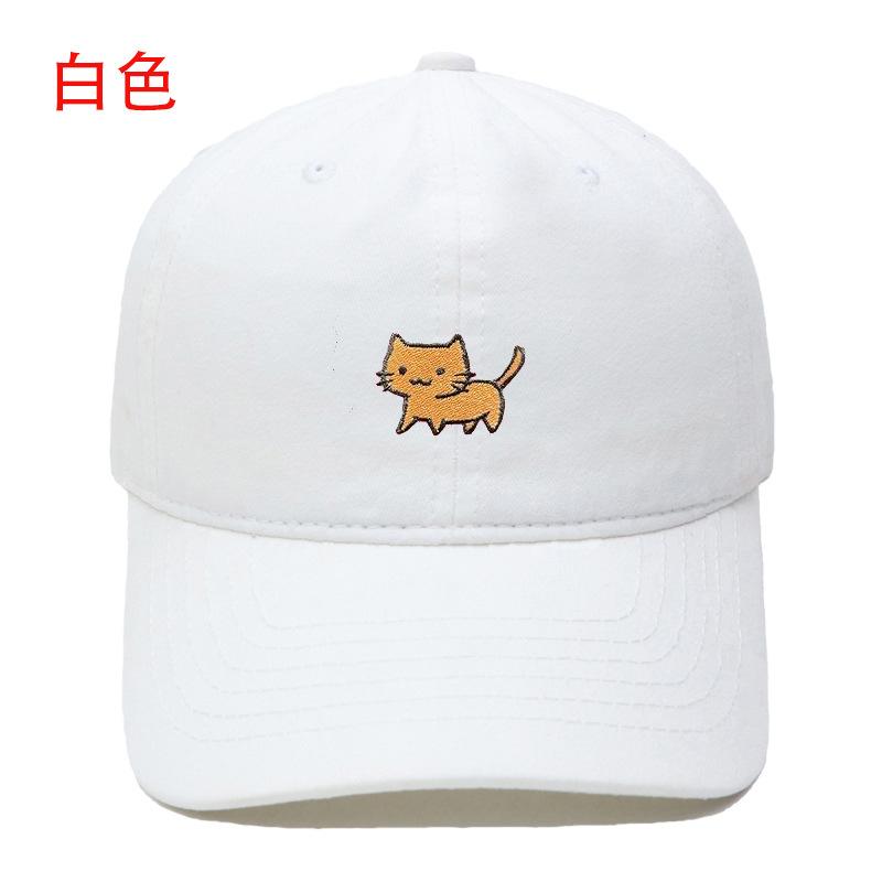 New cartoon cute cat embroidery washed retro baseball cap men's and women's casual outdoor sunshade cap