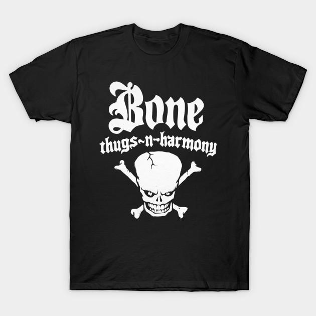 

Men Black Print T-shirt Bone Thugs N Harmony No-Cut Transfer Paper Print Cotton Tshirt L