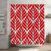 Red White Geometric Shower Curtain For Bathroom Decor Waterproof Fabric With Grommets Ring Holder Set Perfect Gift Ideas For Bri