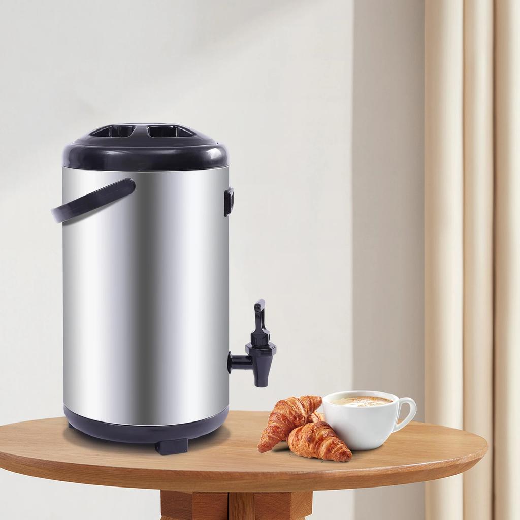 Isolierter Getränkespender aus Edelstahl mit Hahn - 12L/3.17Gal Große Kapazität Heiß- & Kaltgetränkespender für Kaffee, Tee