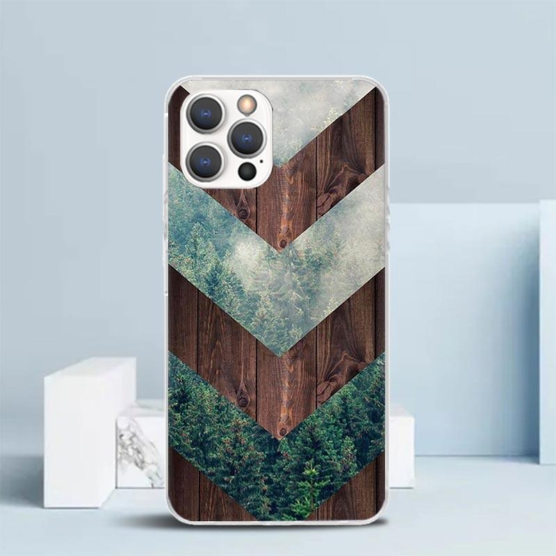 Forest Geometry Wood Nature Phone Case For IPhone 16 17 Air 16E 15 14 Plus 13 Mini 12 11 Pro Max 7 8 + SE 2020 Soft TPU Back Cov