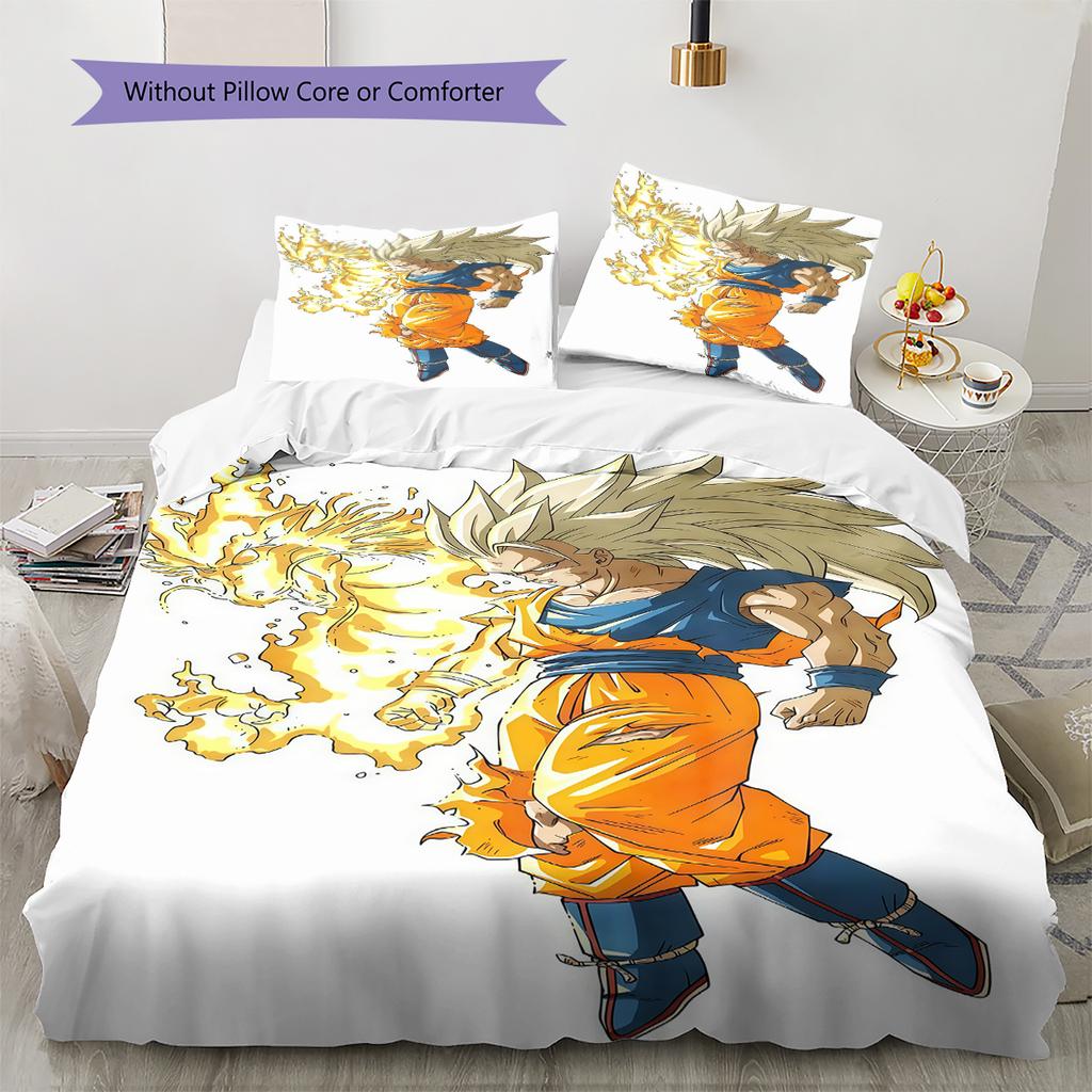 Biancheria da letto con motivo Son Goku, Set piumone Copripiumone Federa Regalo di compleanno per la casa (1 * copripiumino + 2 * federa, senza nucleo)