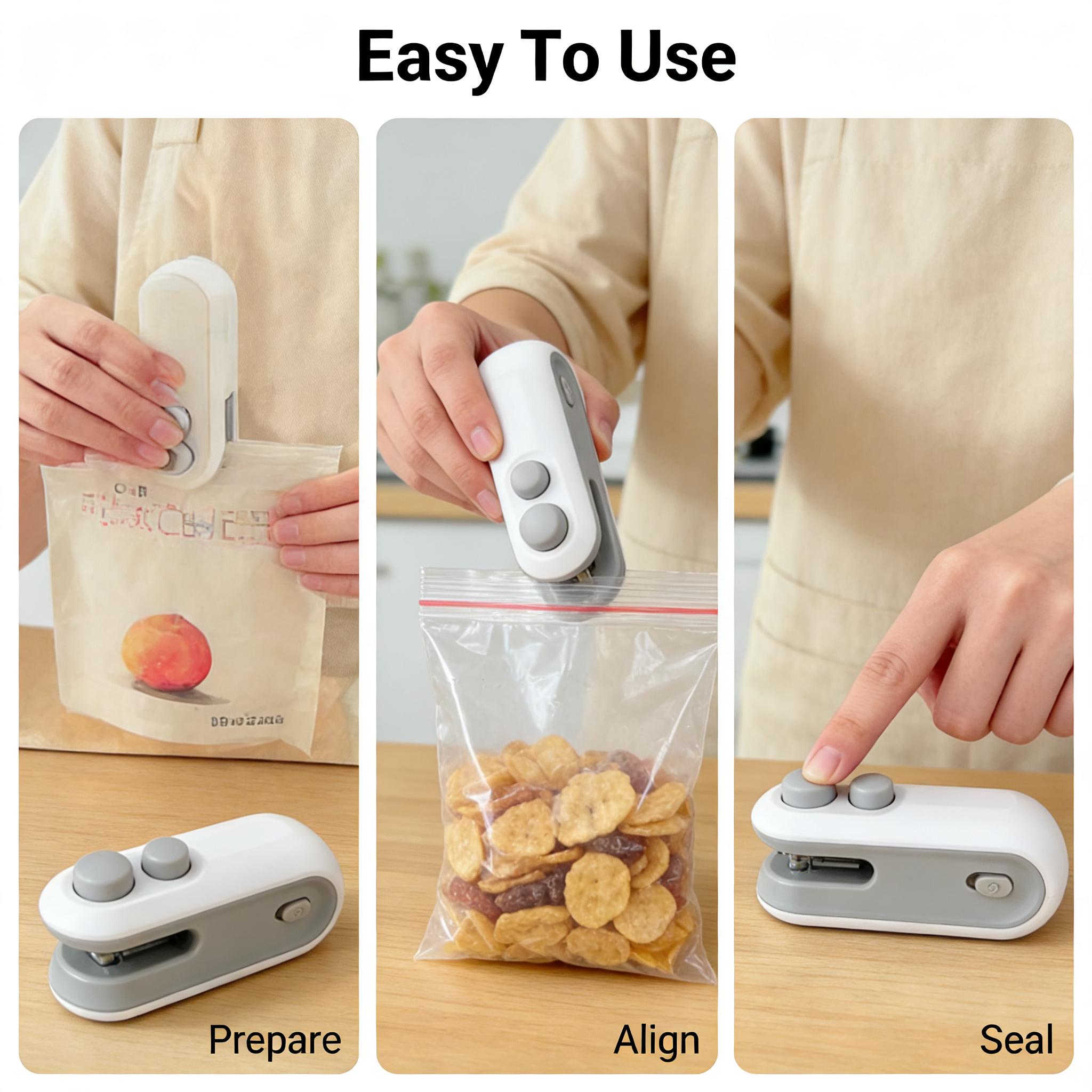 

Rechargeable 2-in-1 Mini Heat Sealer With Cutter Portable Bag Sealer For Food Snacks Kitchen Storage белый
