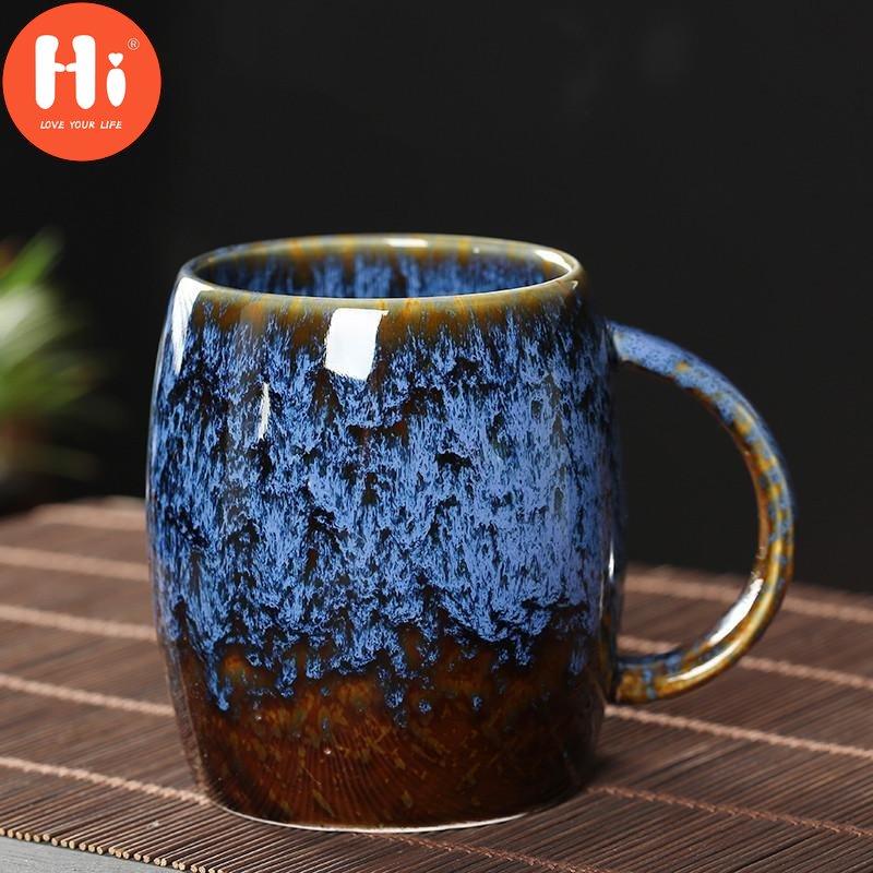 Hei Japansk Retro Ovnskifte Glasert Keramisk Kreativ Kaffe Melkekrus Stor Kapasitet Enkel Tekopp Par Vannkopp