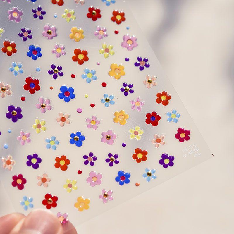 

Jelly Color Little Flower Nail Sticker New Arrival 5D Relief Stereo Japanese Style Cute Child Nail Sticker Decoration Color Flower 816