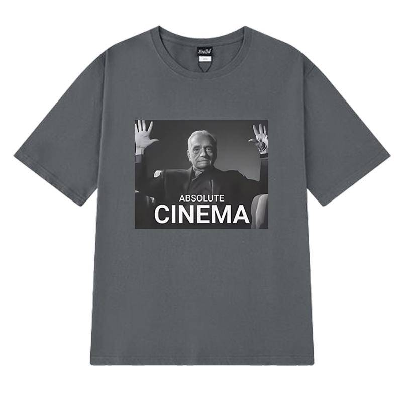 

2026 New in Absolute Cinema Funny Meme Humor Short Sleeve T-shirts Unisex Women Vintage T Shirt Unisex Oversized 100% Cotton Tops XL