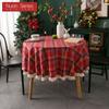 1PC Nuan Series Christmas Plaid Printed Tassel Edge Table Cloth Retro Party Decoration Table Cloth for Kitchen Dining Table Coffee Table Home Decor