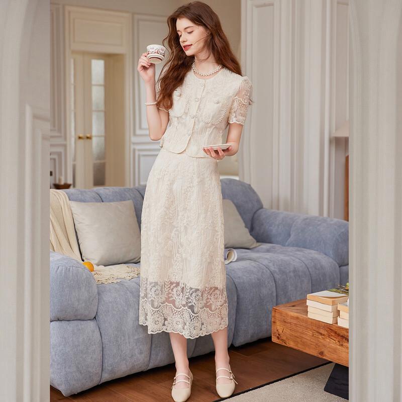 Bailuyu Embroidered Hollow-Out Dress Set