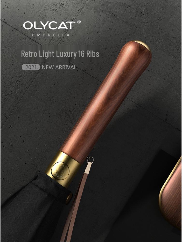 OLYCAT 16-Rib Men's Windproof Business Umbrella, Automatic Straight Handle, Reinforced & Enlarged Design.