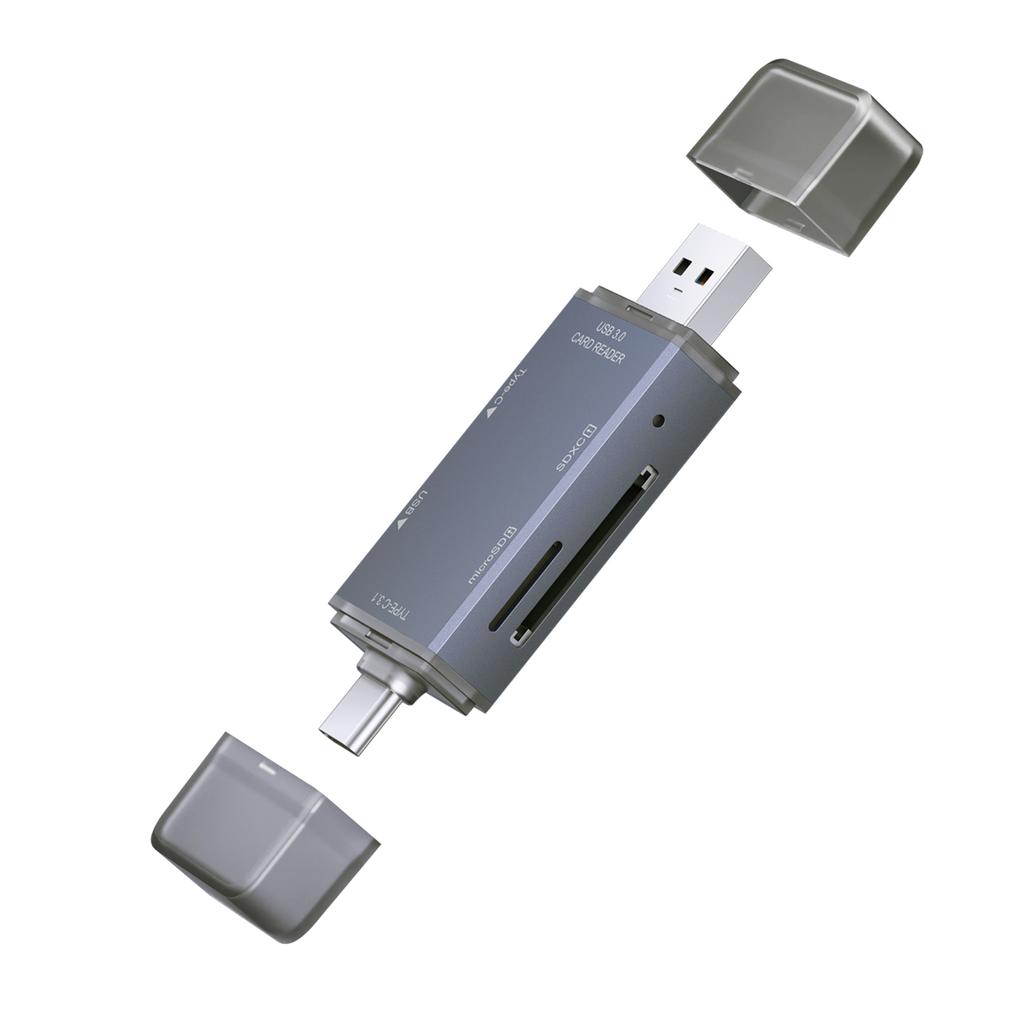 6 in 1 USB 3.0 Adapter External Installation TF SD OTG Card Reader USB C 2.0 Data Writer ABS Material for Laptop Mobile Phone
